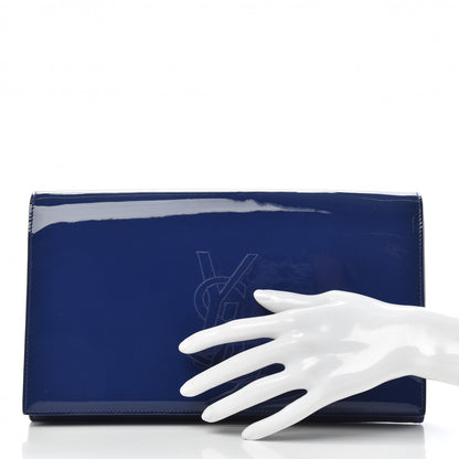 Saint Laurent Patent Calfskin Monogram Large Belle De Jour Clutch Royal Blue 2 of 11