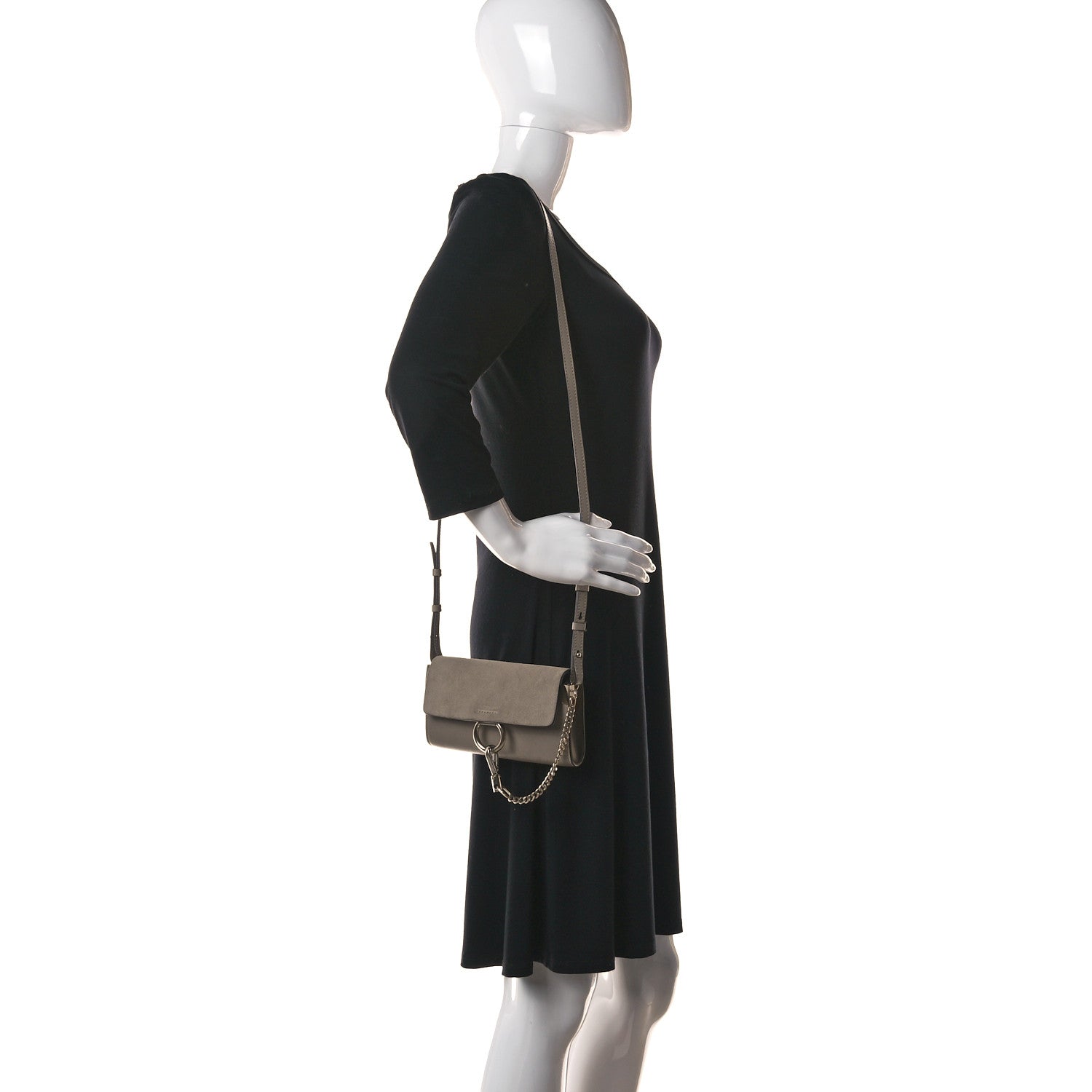 Chloe Suede Calfskin Mini Faye Shoulder Bag Motty Grey 2 of 12