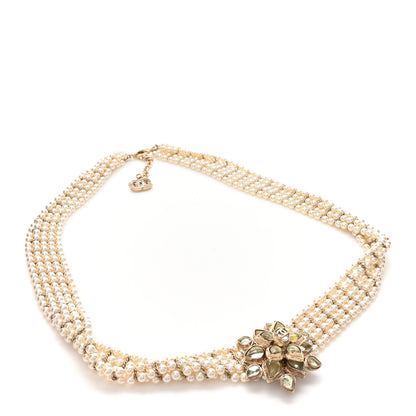 Chanel Pearl Crystal Camellia CC Multi Strand Belt Gold 1 of 4