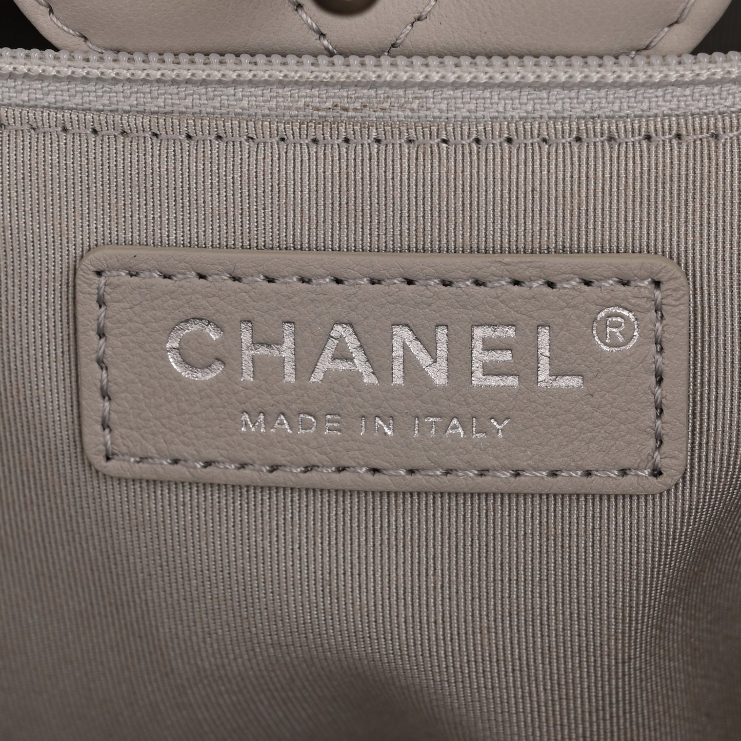 Calfskin Quilted Large Classic Shopping Tote Grey