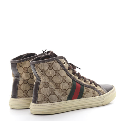 Gucci GG Monogram Web Womens High Top Sneakers 37 Brown 4 of 9
