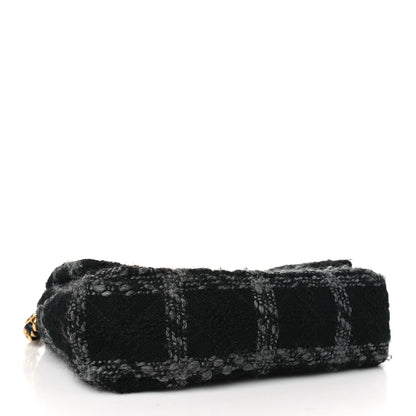 Chanel Wool Tweed Quilted Elegant Chain Flap Black Grey 4 of 11