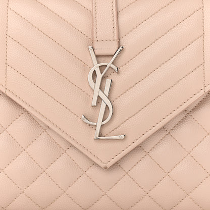 Saint Laurent Grain De Poudre Textured Mixed Matelasse Medium Triquilt Monogram Satchel Marble Pink 8 of 16