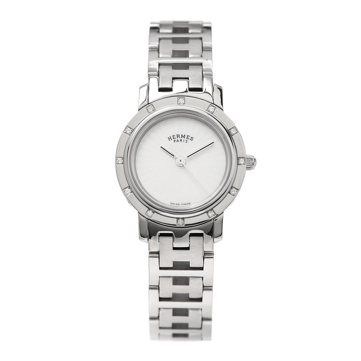 Stainless Steel Diamond Mother of Pearl 24mm Clipper Quartz Watch
