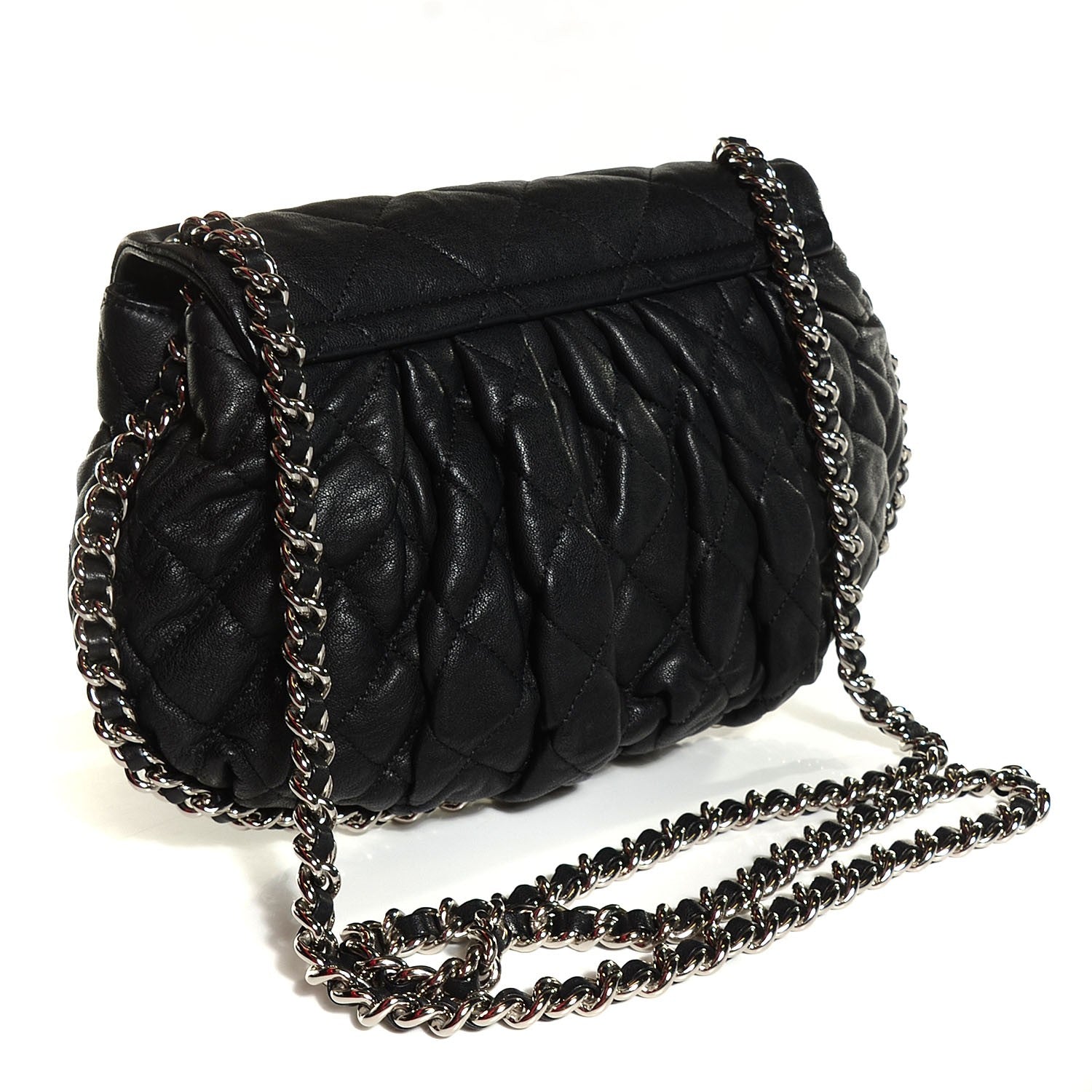 Chanel Washed Lambskin Quilted Medium Chain Around Messenger Black 3 of 7