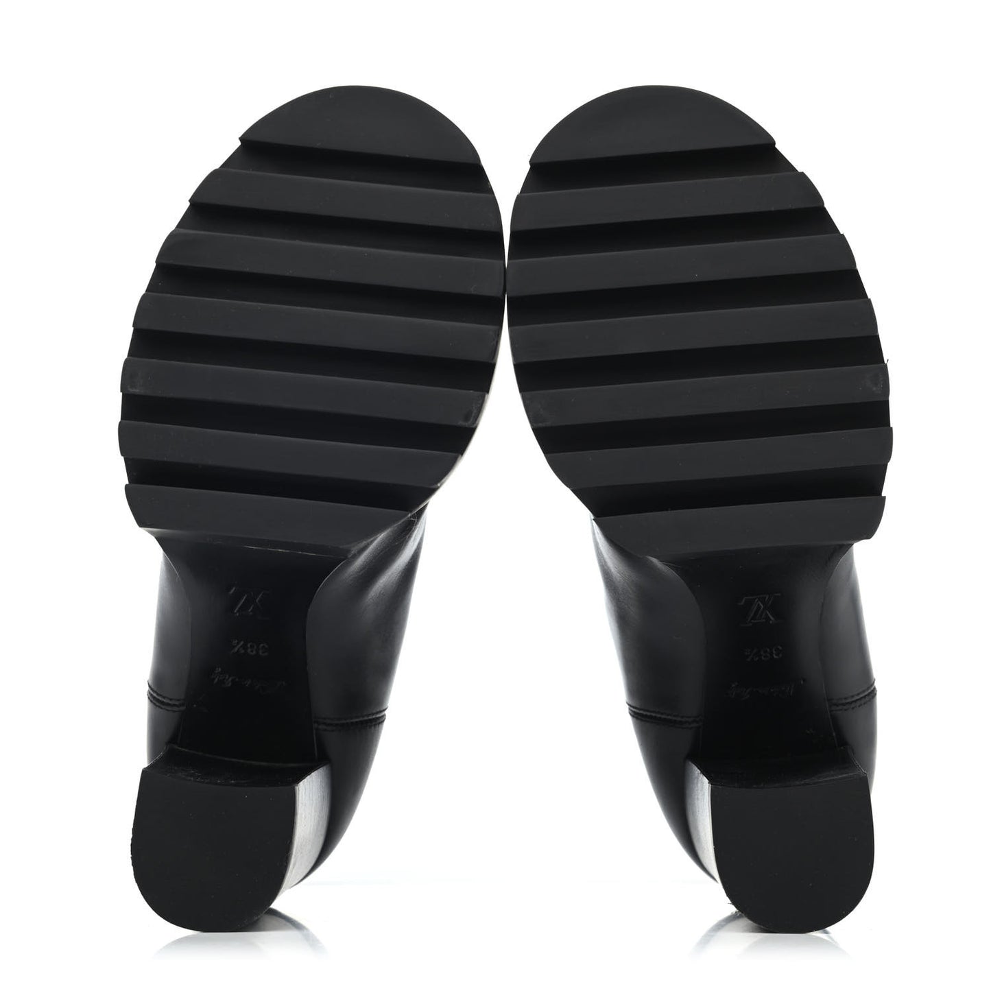 Calfskin Monogram Uniformes Chelsea Lug Sole 80mm Ankle Boots 37.5 Black