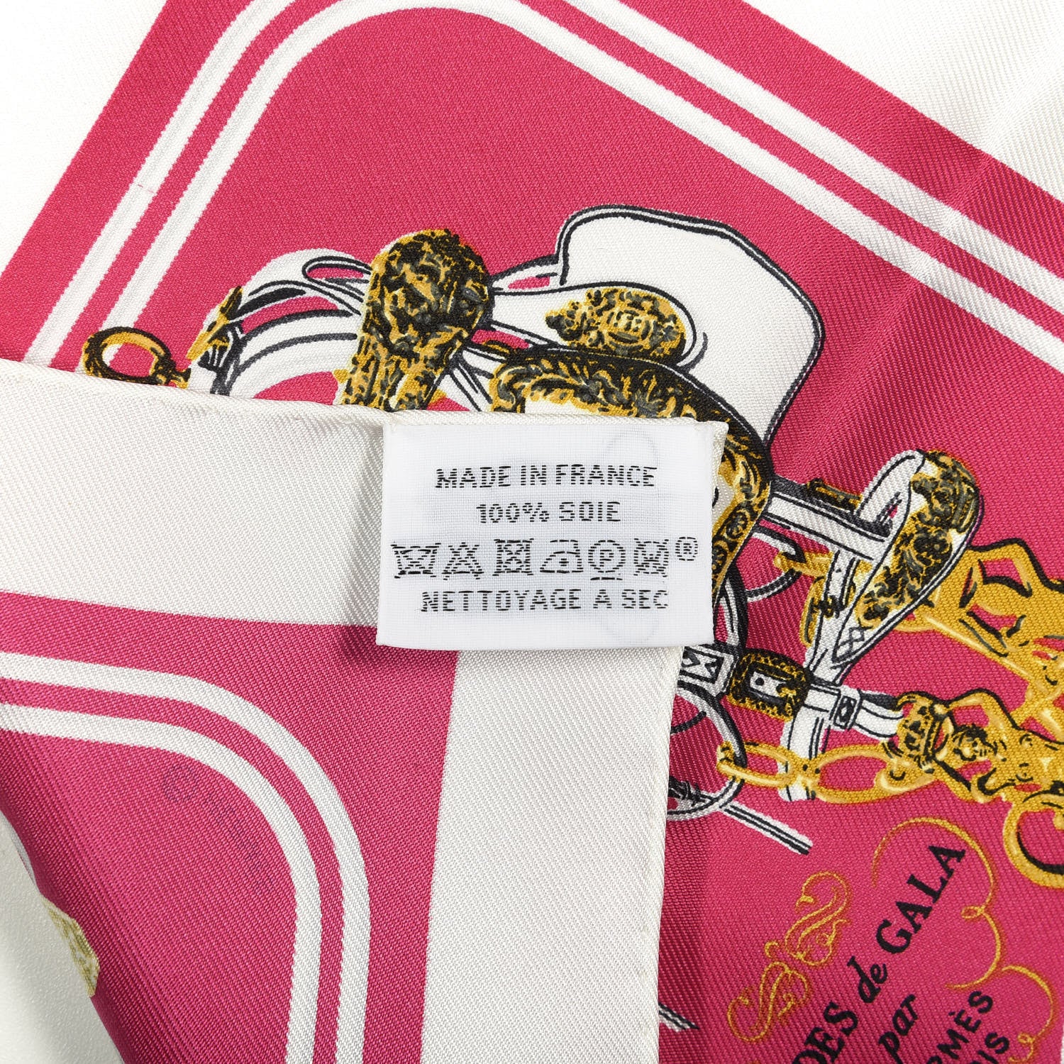Hermes Silk Brides de Gala Nano Scarf 20 White Rose Fuchsia Or 2 of 2
