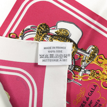 Hermes Silk Brides de Gala Nano Scarf 20 White Rose Fuchsia Or 2 of 2