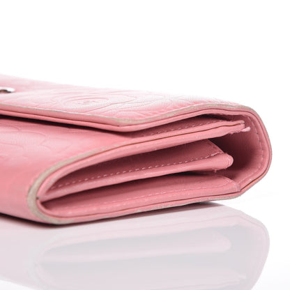 Chanel Lambskin Embossed Camellia Large Gusset Flap Wallet Pink 19 of 20