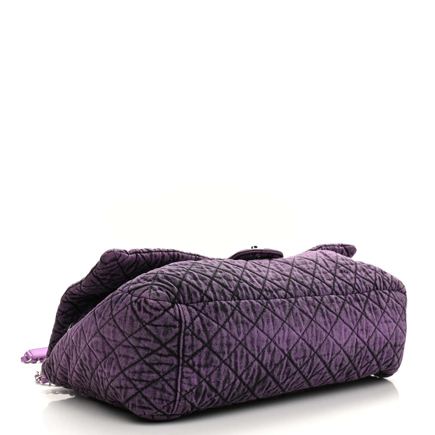 Chanel Denim Quilted Denimpression XXL Flap Purple Black 5 of 10