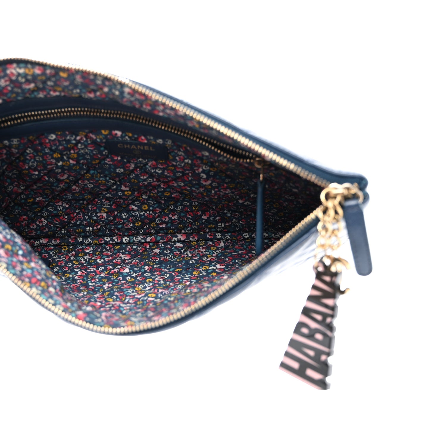 Lambskin Quilted Medium Cuba Cosmetic Case Navy
