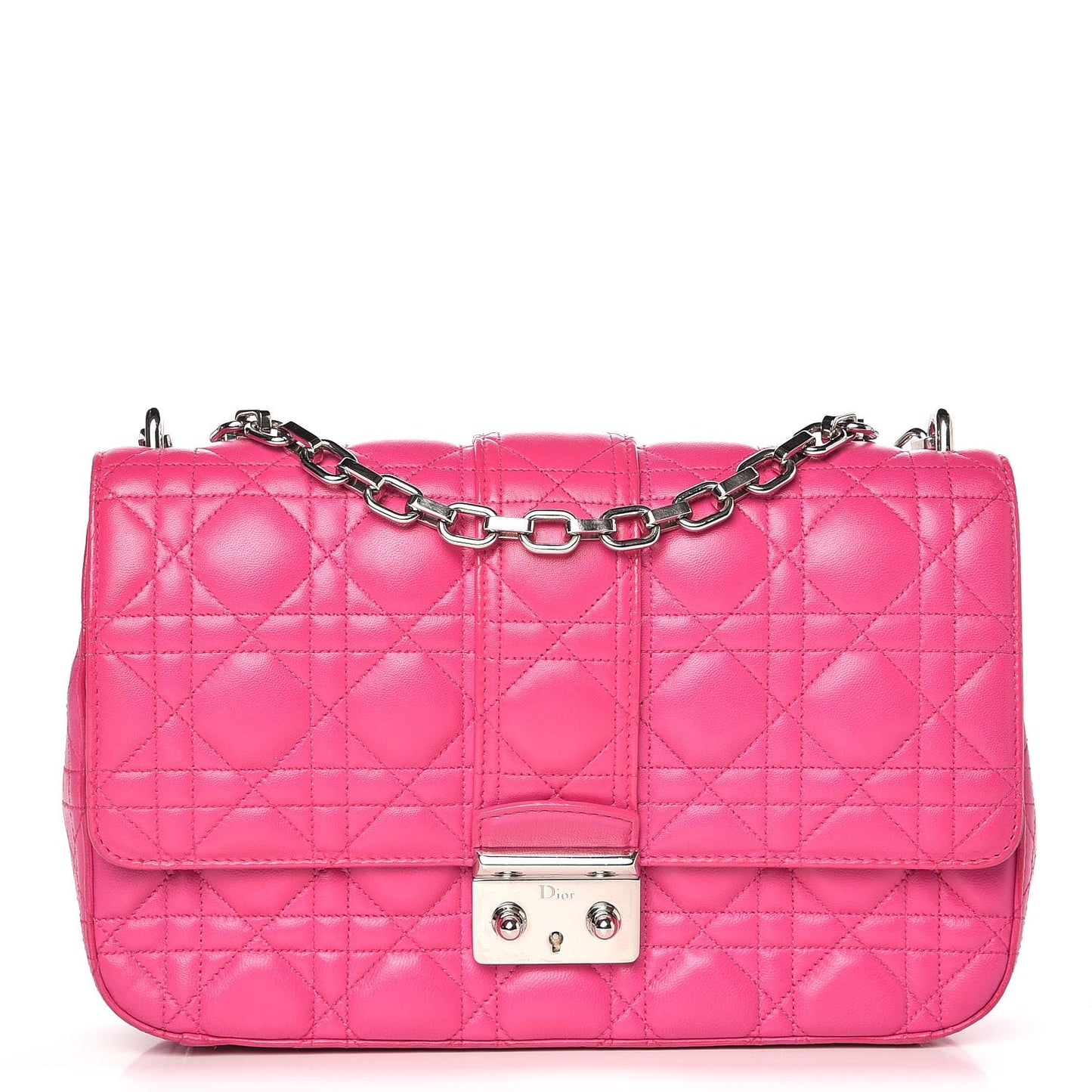 Lambskin Cannage Medium Miss Dior Flap Fuchsia