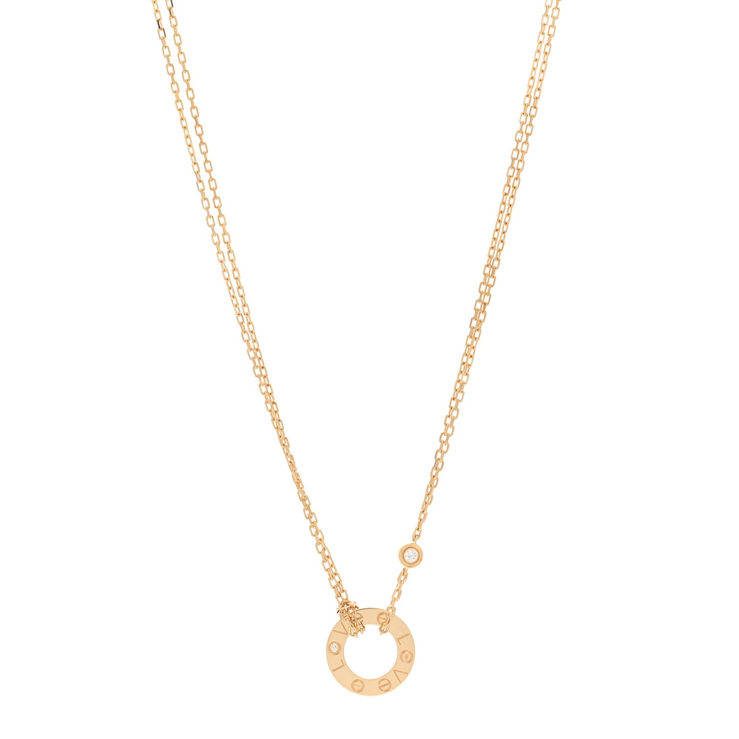18K Yellow Gold 2 Diamond LOVE Necklace