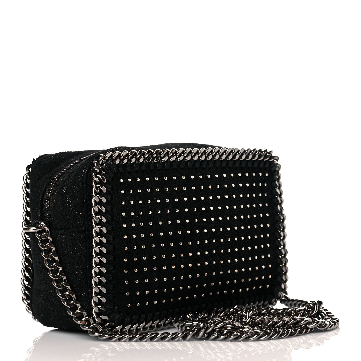 Shaggy Deer All Over Studs Falabella Crossbody Camera Bag Black