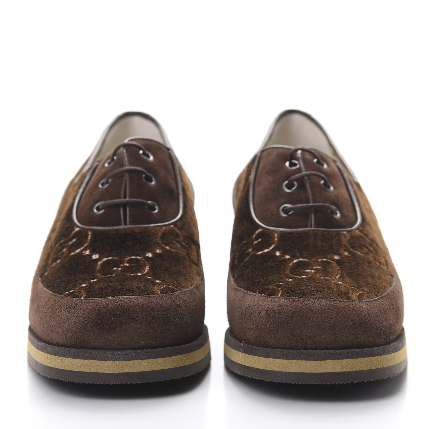 Gucci Velvet GG Monogram Thompson Derby Loafers 38 Vintage Cocoa Brown 2 of 9