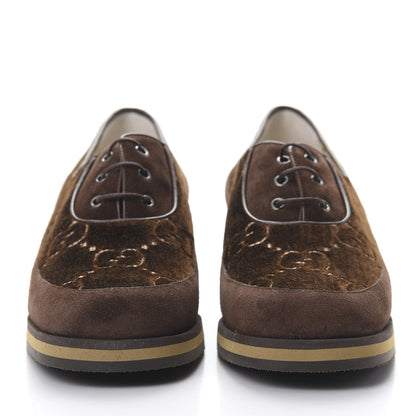 Gucci Velvet GG Monogram Thompson Derby Loafers 38 Vintage Cocoa Brown 2 of 9