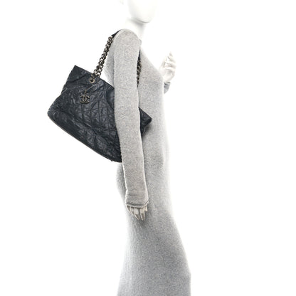 Chanel Calfskin Quilted Large Coco Pleats Tote Black 2 of 10