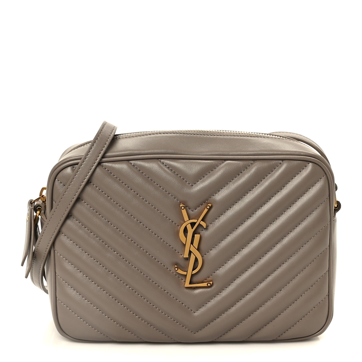 Saint Laurent Calfskin Matelasse Monogram Lou Camera Bag Greyish Brown 1 of 10