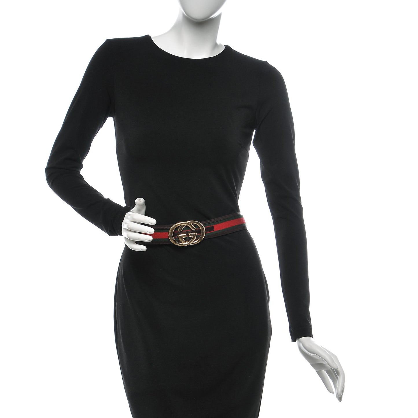 Canvas Web Interlocking G Belt 85 34 Dark Brown