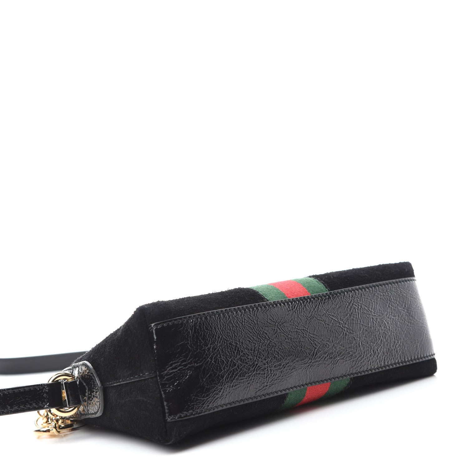 Gucci Suede Patent Web GG Small Ophidia Dome Shoulder Bag Black 4 of 11