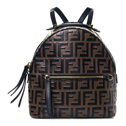 Fendi Vitello Bi-Color FF 1974 Embossed Mini Backpack Maya Black 1 of 12