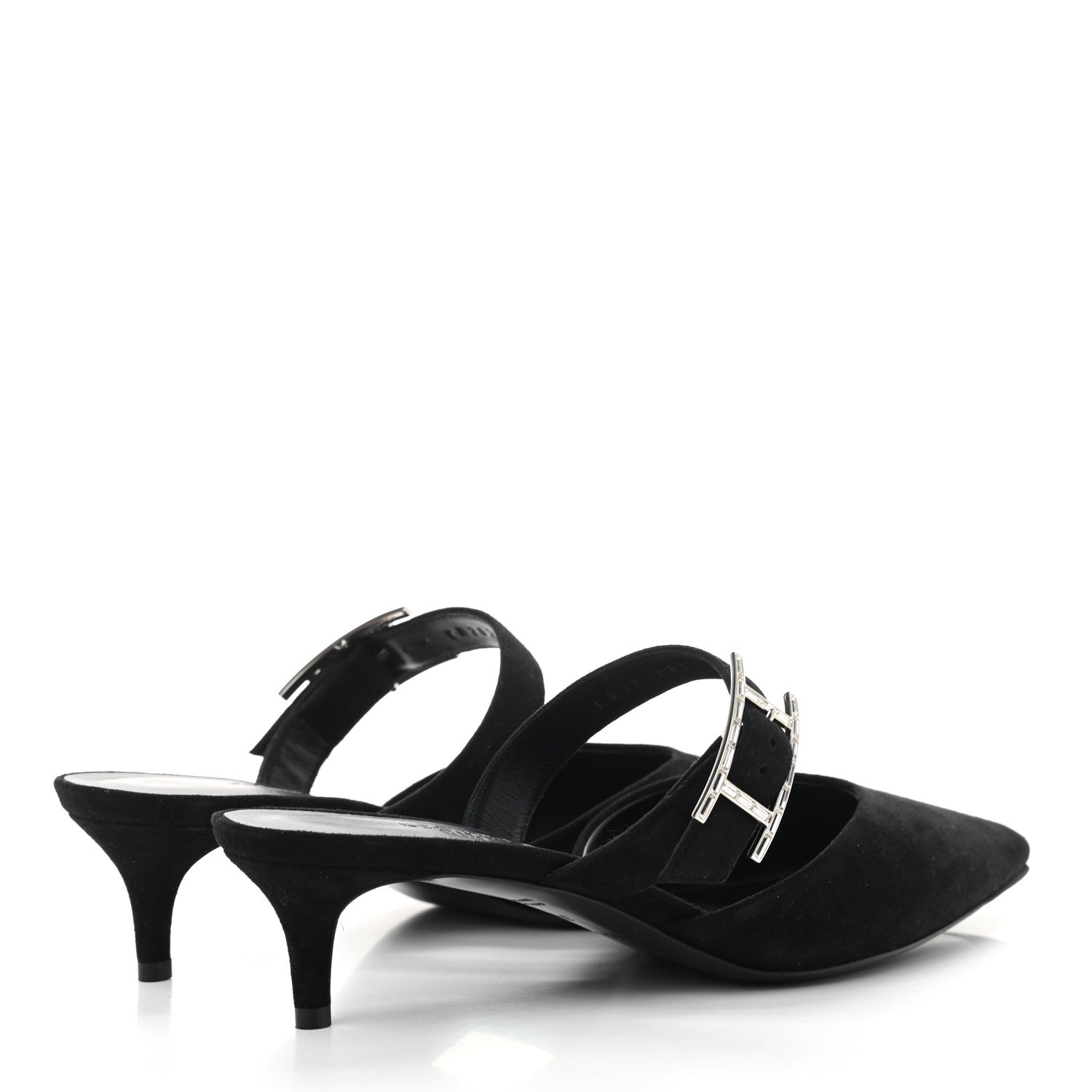 Hermes Suede Goatskin Blink Mules 37.5 Black 4 of 8