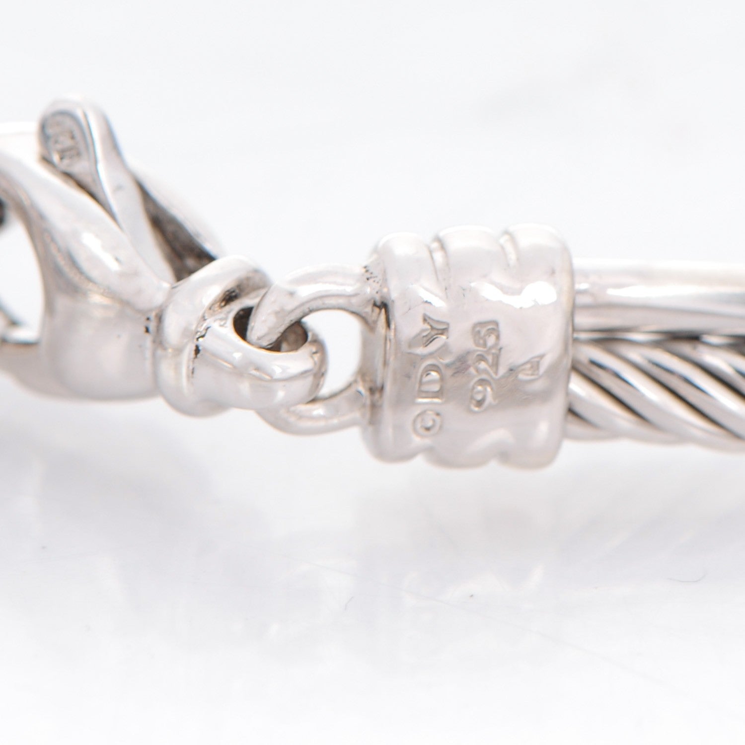 David Yurman Sterling Silver Diamond 3mm Crossover Bracelet 4 of 5