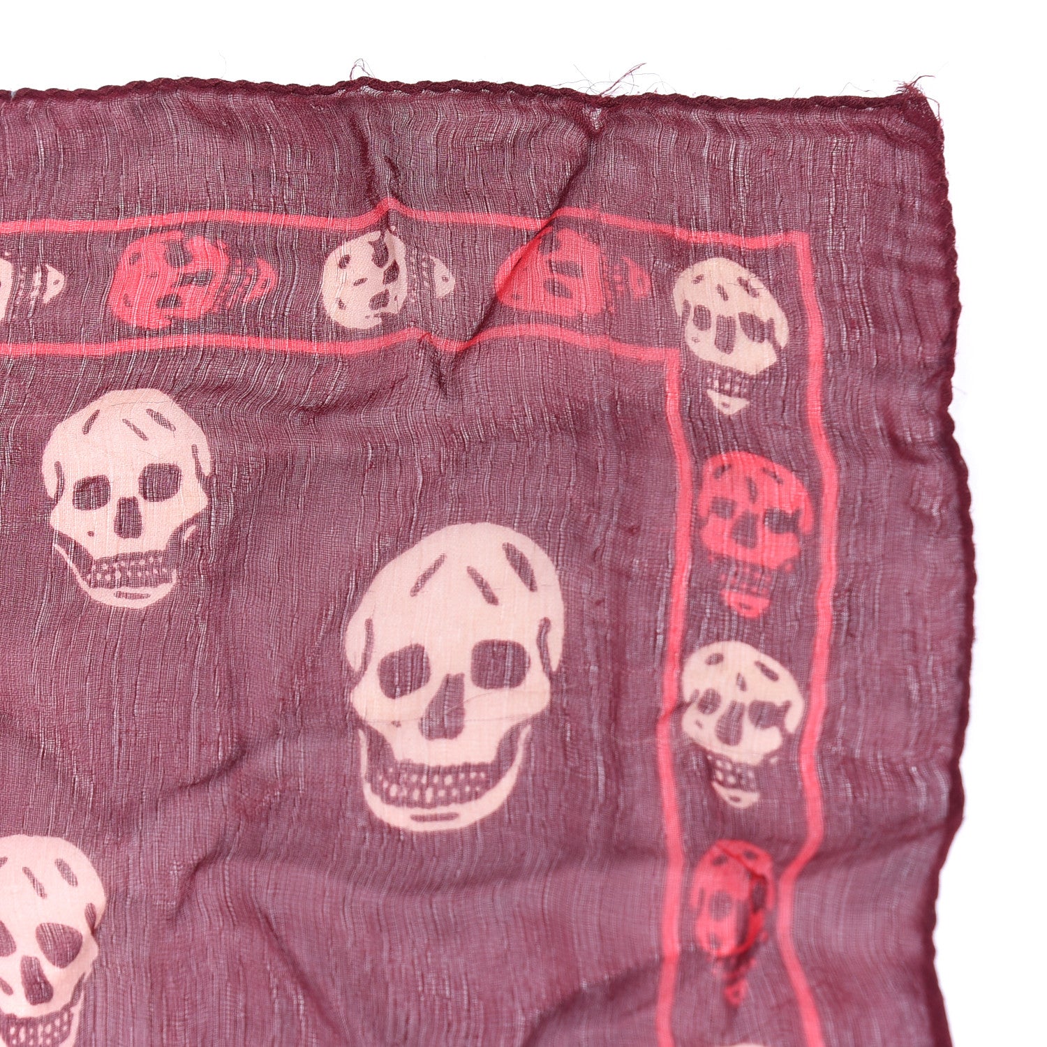 Alexander McQueen Silk Chiffon Skull Scarf Bordeaux Multicolor 3 of 4