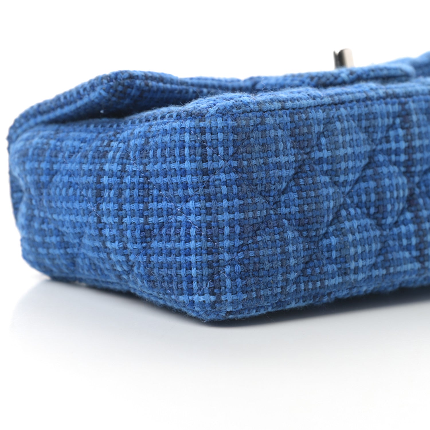 Chanel Tweed Quilted Mini Rectangular Flap Navy Blue 9 of 10