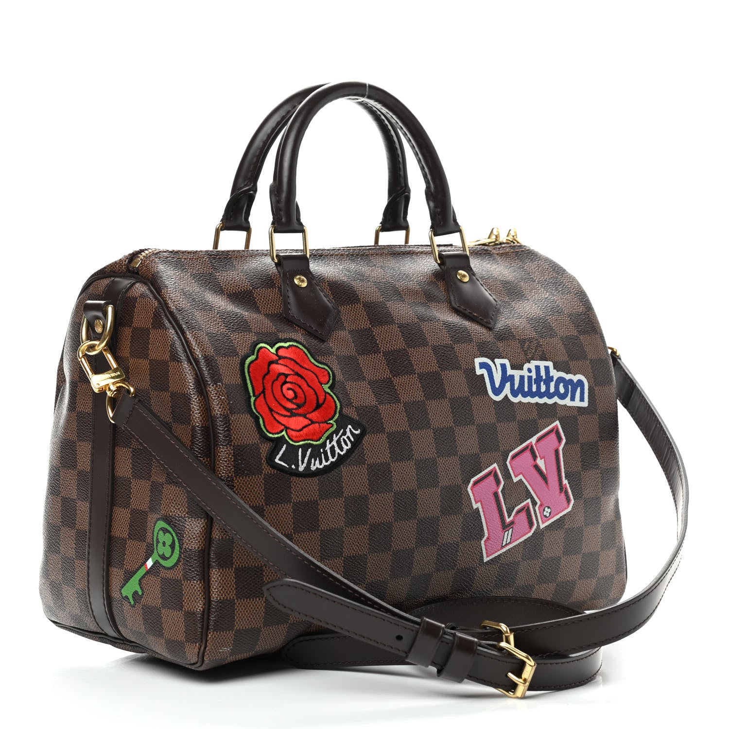 Louis Vuitton Damier Ebene Patches Speedy Bandouliere 30 3 of 10