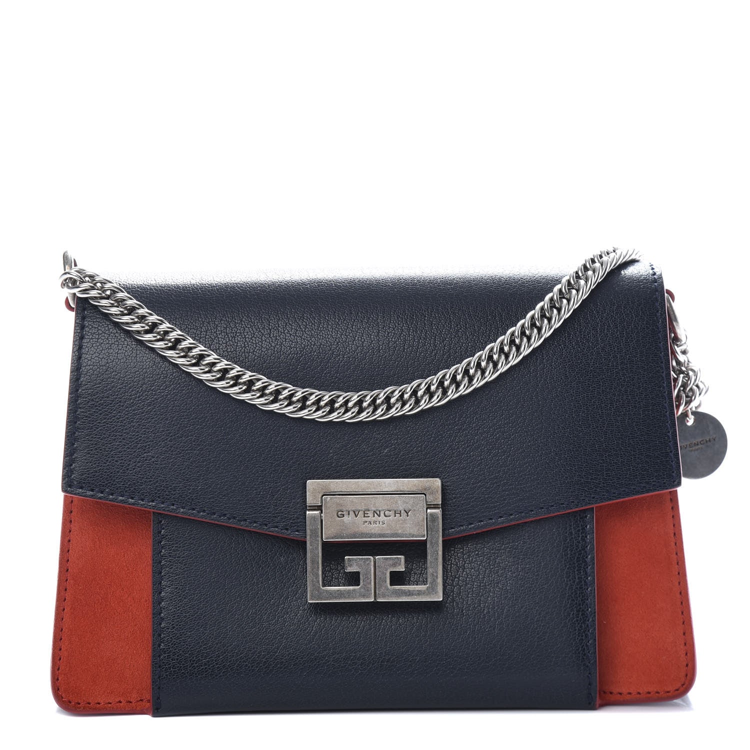 Givenchy Goatskin Suede Small GV3 Shoulder Bag Blue Red 1 of 8