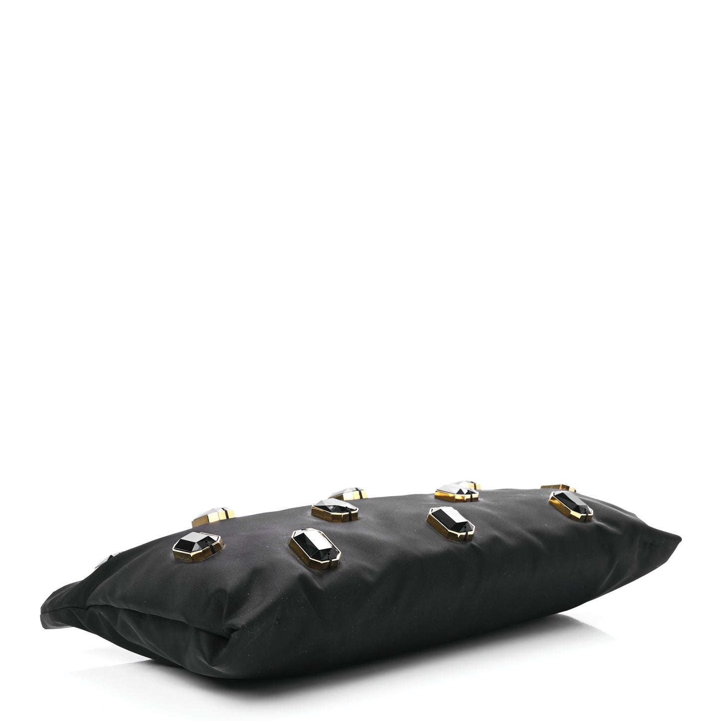 Tessuto Nylon Pietre Jeweled Clutch Black