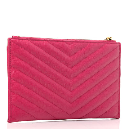 Saint Laurent Grain De Poudre Chevron Monogram Bill Pouch Fresh Fuxia 2 of 3