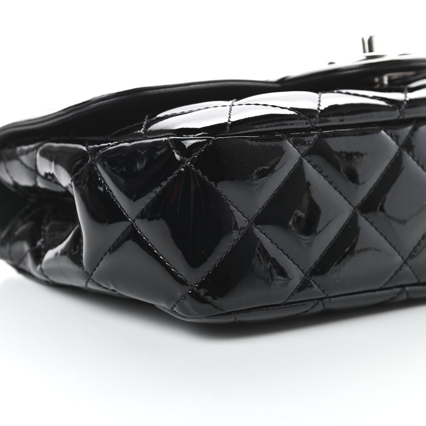 Patent Quilted Small Coco Shine Flap Black