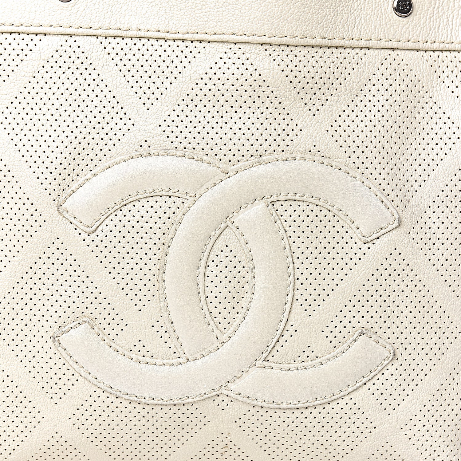 Chanel Goatskin Perforated Large CC Tote White 22 of 22