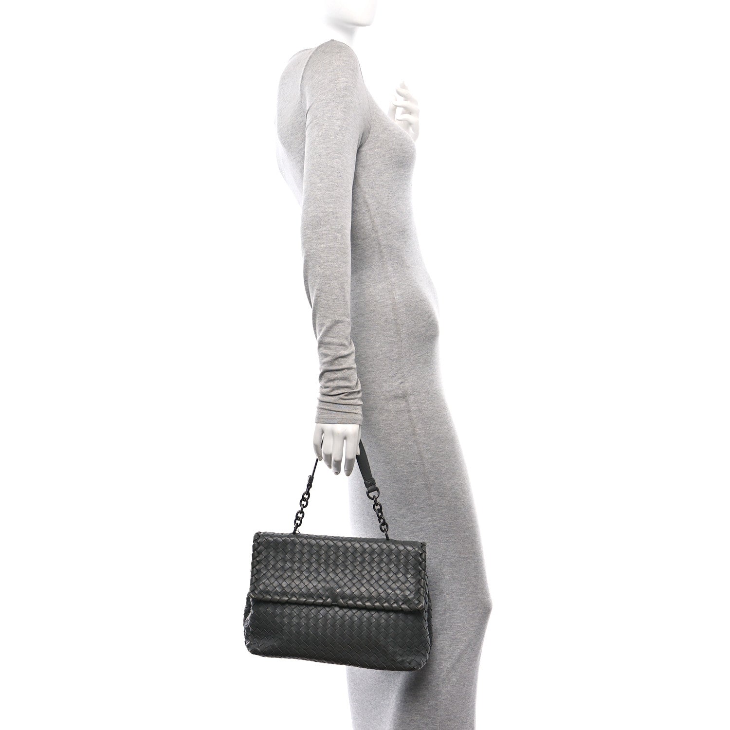 Bottega Veneta Nappa Intrecciato Olimpia Shoulder Bag Steel 2 of 15