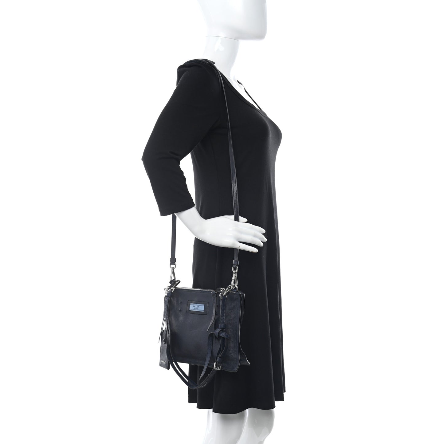 Glace Calf Etiquette Crossbody Black Astrale