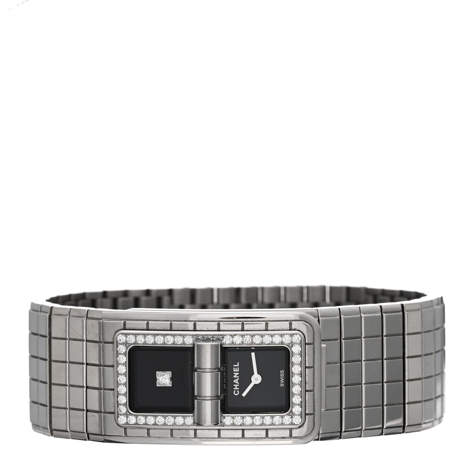 Chanel Stainless Steel Diamond Bezel 21mm Code Coco Quartz Watch Black 2 of 4