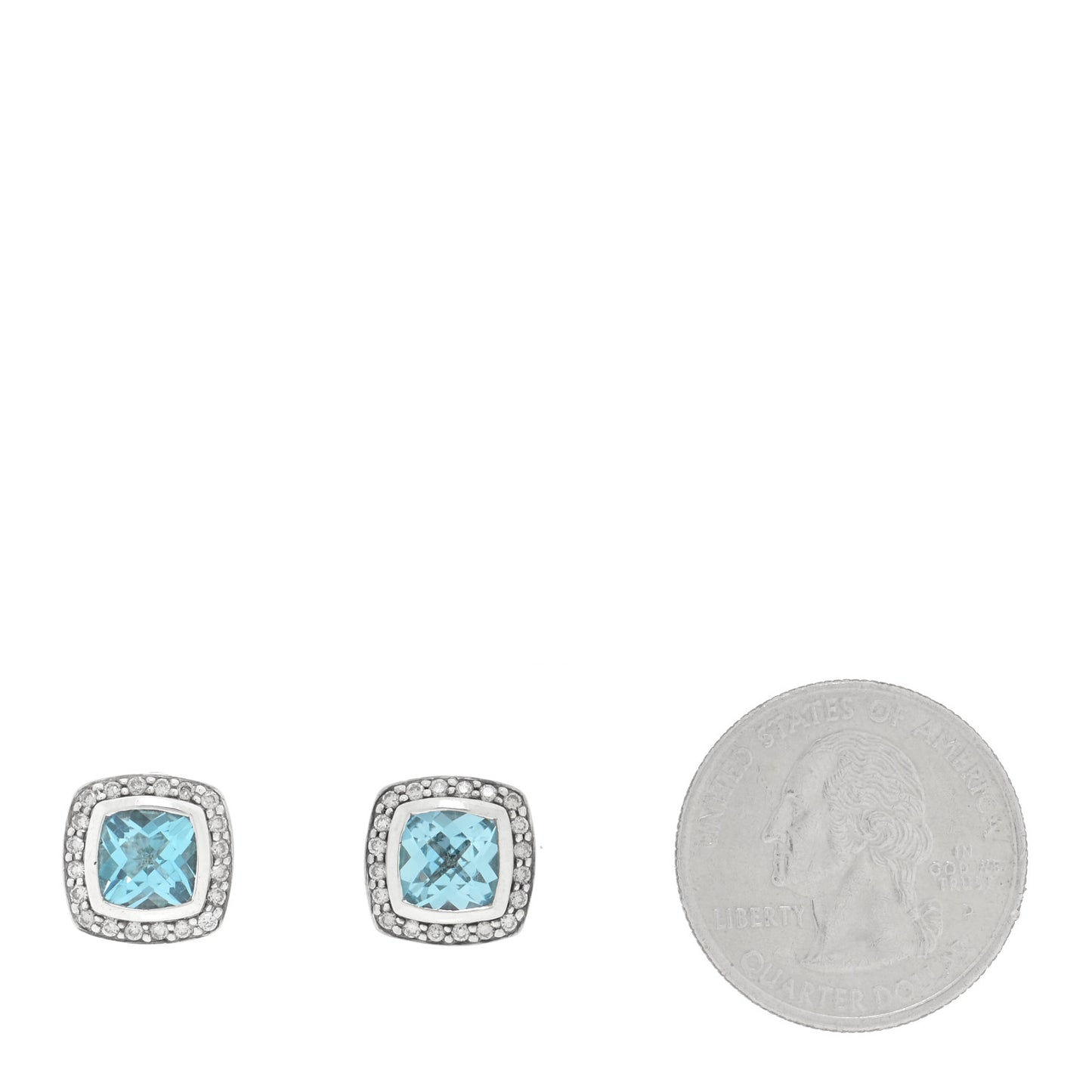 Sterling Silver Diamond Blue Topaz 7mm Petite Albion Earrings