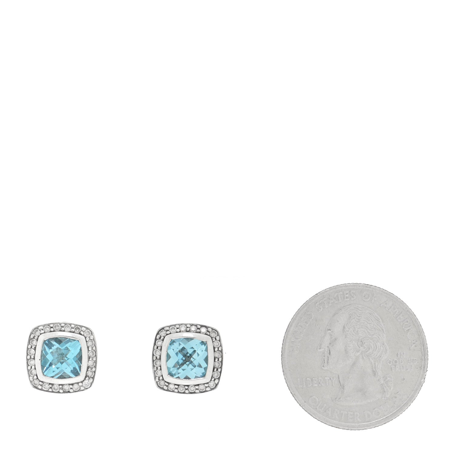 David Yurman Sterling Silver Diamond Blue Topaz 7mm Petite Albion Earrings 3 of 6