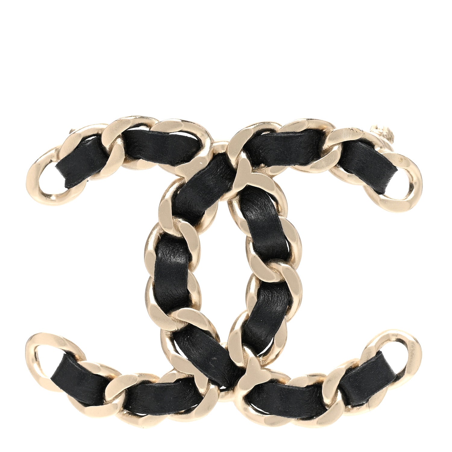 Chanel Lambskin Chain CC Brooch Black Gold 1 of 5
