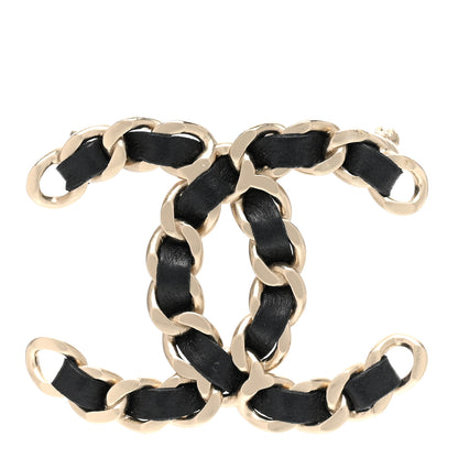 Chanel Lambskin Chain CC Brooch Black Gold 1 of 5