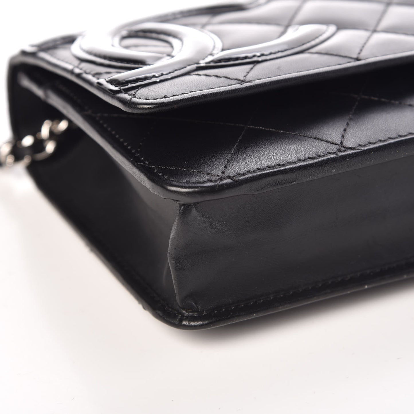 Calfskin Quilted Cambon Wallet On Chain WOC Black