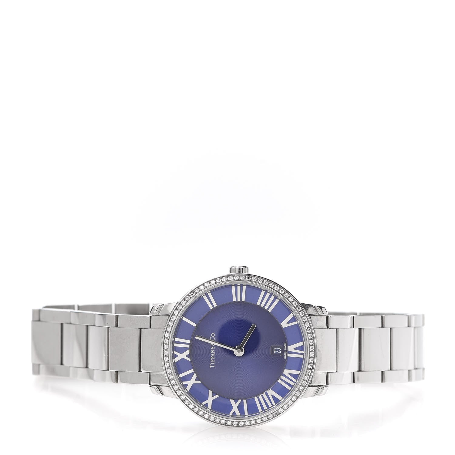 Tiffany Stainless Steel Diamond Bezel 31mm Atlas 2-Hand Quartz Watch Blue Azure 3 of 7