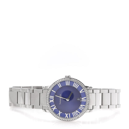 Tiffany Stainless Steel Diamond Bezel 31mm Atlas 2-Hand Quartz Watch Blue Azure 3 of 7