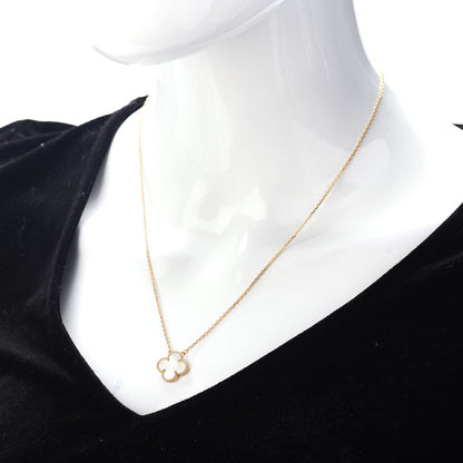 Van Cleef & Arpels 18K Yellow Gold Mother of Pearl Vintage Alhambra Pendant Necklace 2 of 4