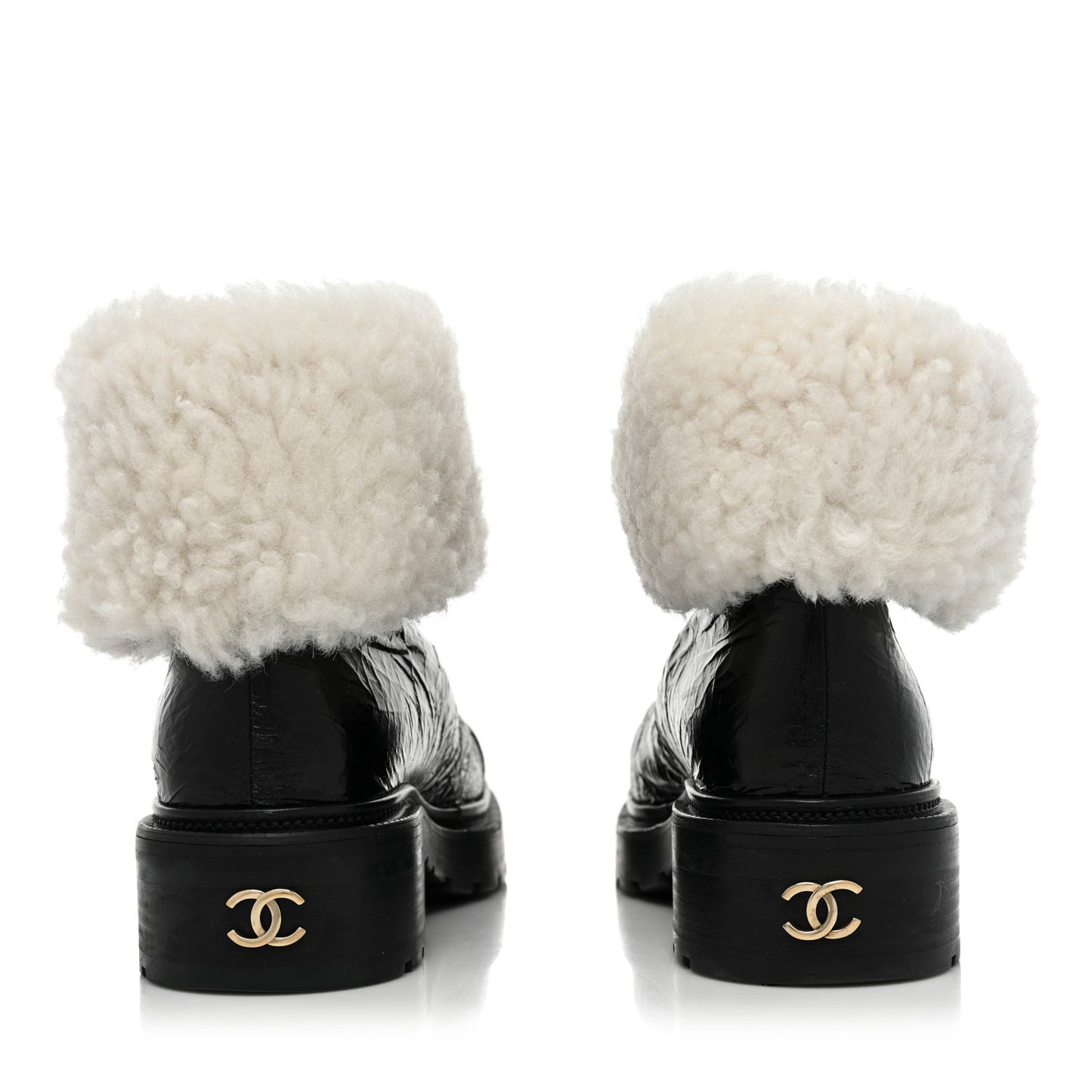 Lambskin Shearling Short Boots 40 Black