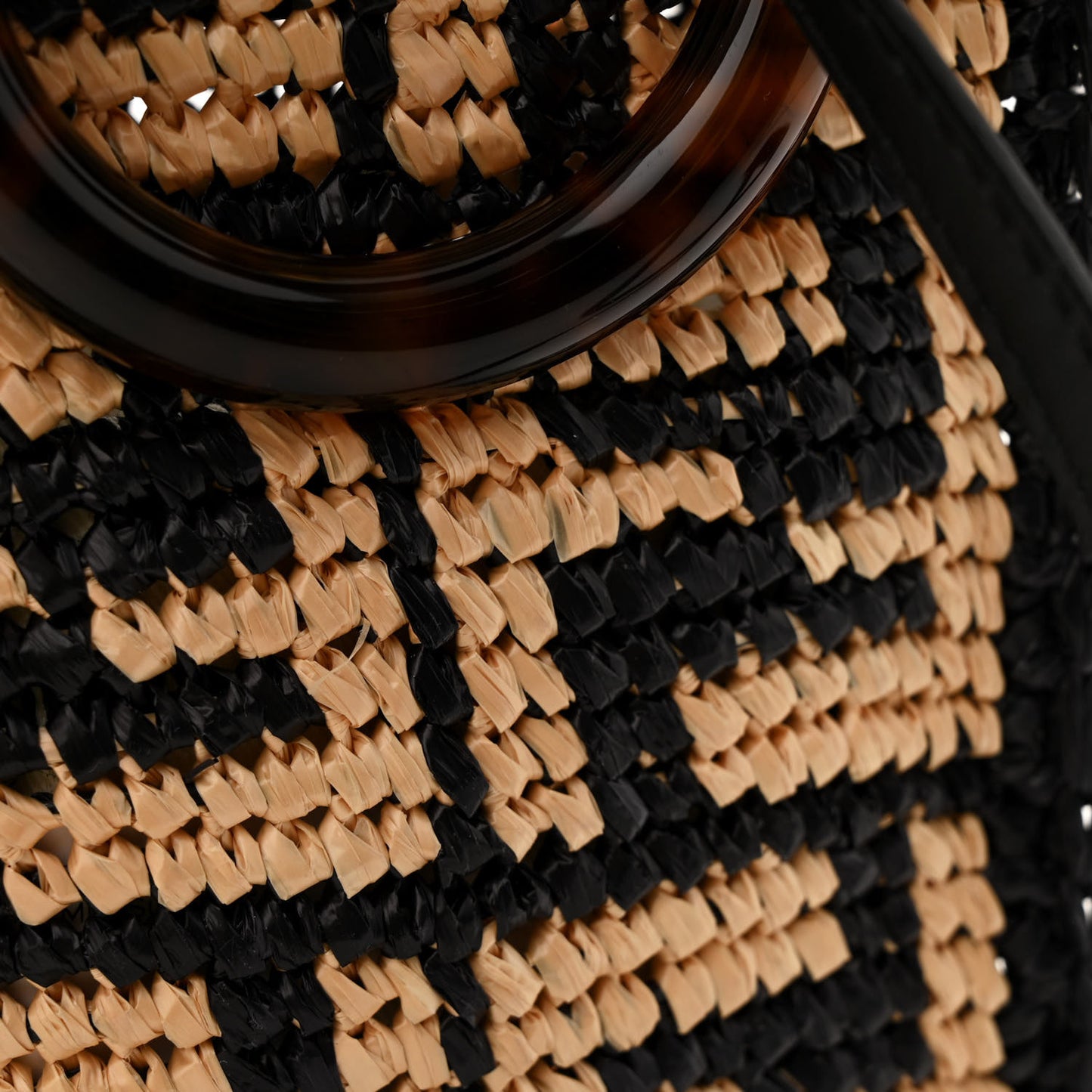 Raffia Plexiglass Crochet Mini Sunshine Shopper Tote Black