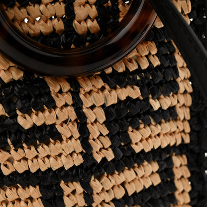 Fendi Raffia Plexiglass Crochet Mini Sunshine Shopper Tote Black 12 of 13