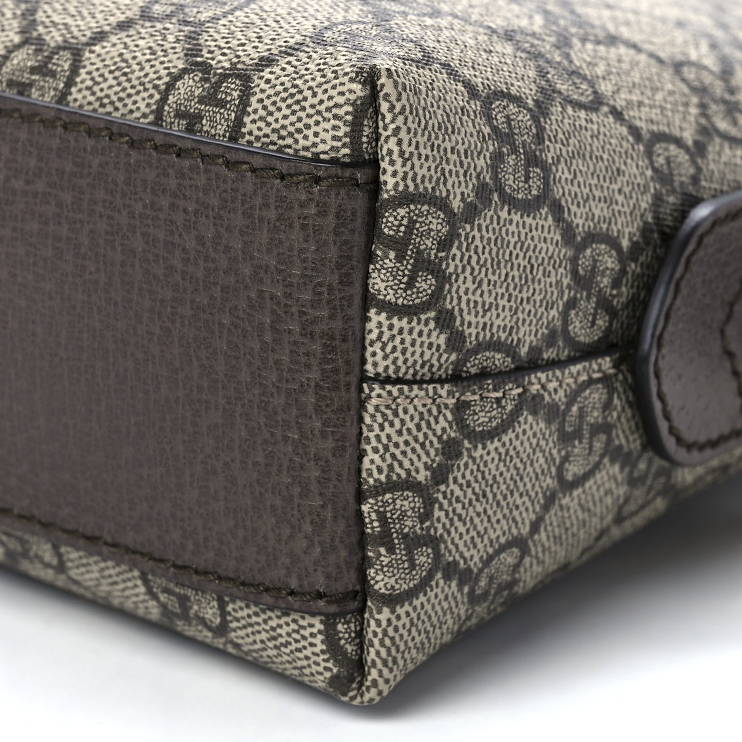 GG Supreme Monogram Textured Dollar Calfskin Web Small Ophidia Dome Shoulder Bag Beige Ebony New Acero